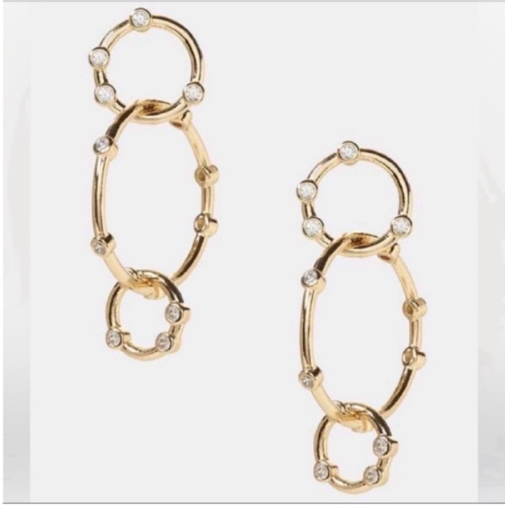 Pave Circle Link Drop Earrings